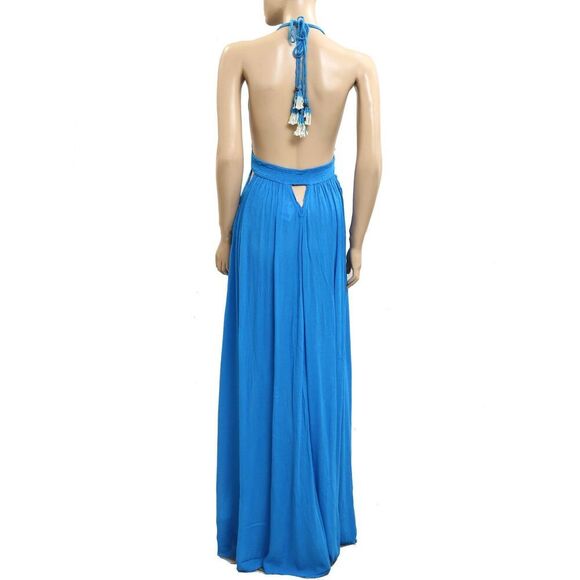Free People Look Into the Sun Maxi Dress Halter Beach Smocked Cutout S 283586 - Picture 5 of 7